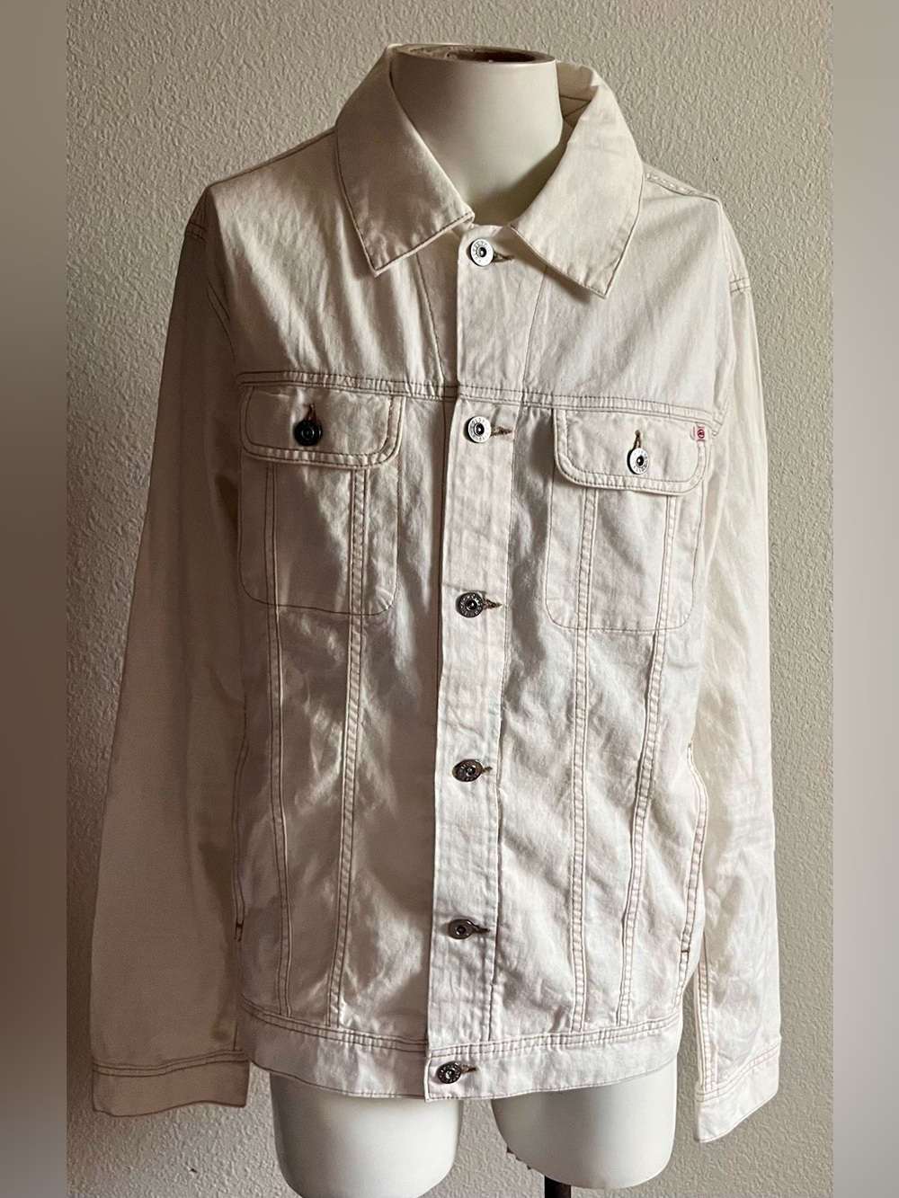 AG Adriano Goldschmied Dart Linen Trucker Jacket NWT Men’s M Ivory Linen